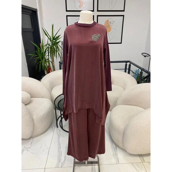 NUSS TRİKO KOL DETAYLI İKİLİ TAKIM