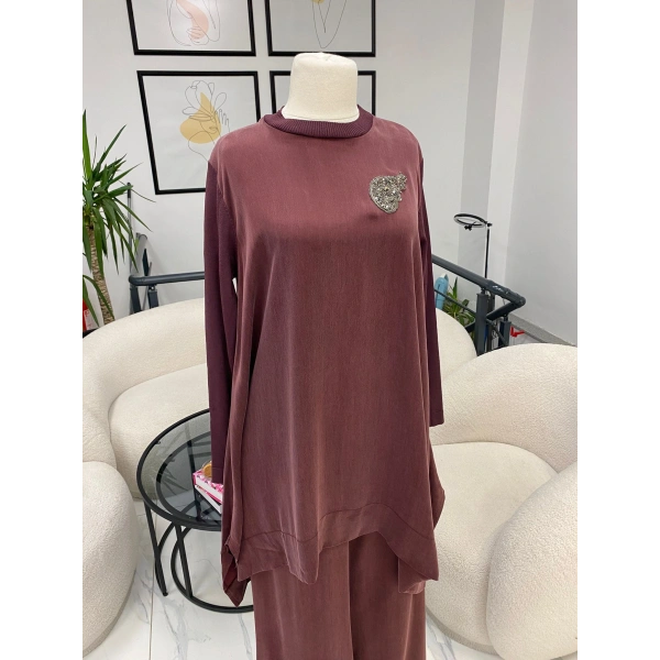 NUSS TRİKO KOL DETAYLI İKİLİ TAKIM