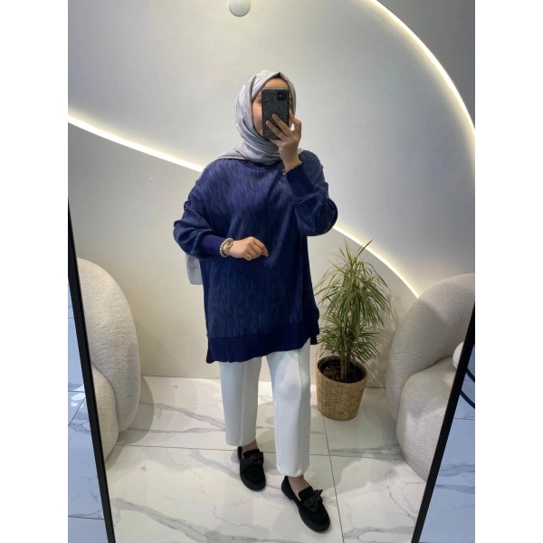 NUSS İNCE ÇİZGİLİ CUPRA TUNİK