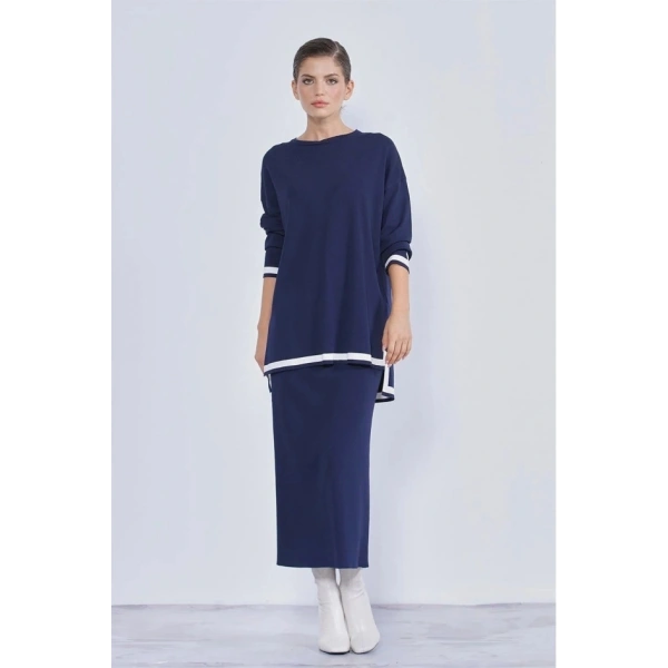 Nuss tunik kol çizgili dar etekli tkm