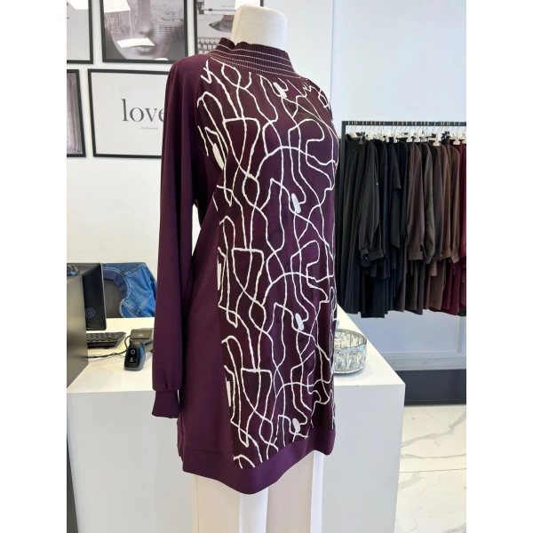 Orhan Store Desenli Bordo Tunik