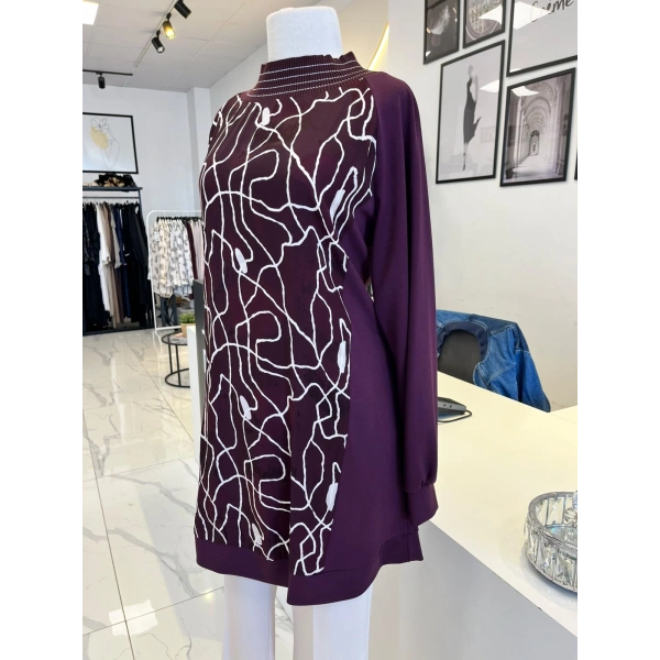 Orhan Store Desenli Bordo Tunik