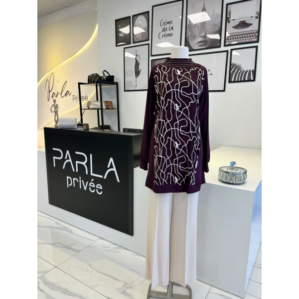 Orhan Store Desenli Bordo Tunik