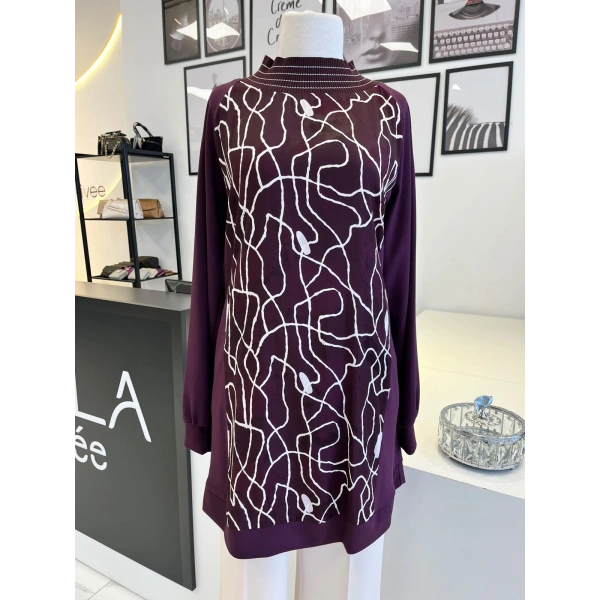 Orhan Store Desenli Bordo Tunik