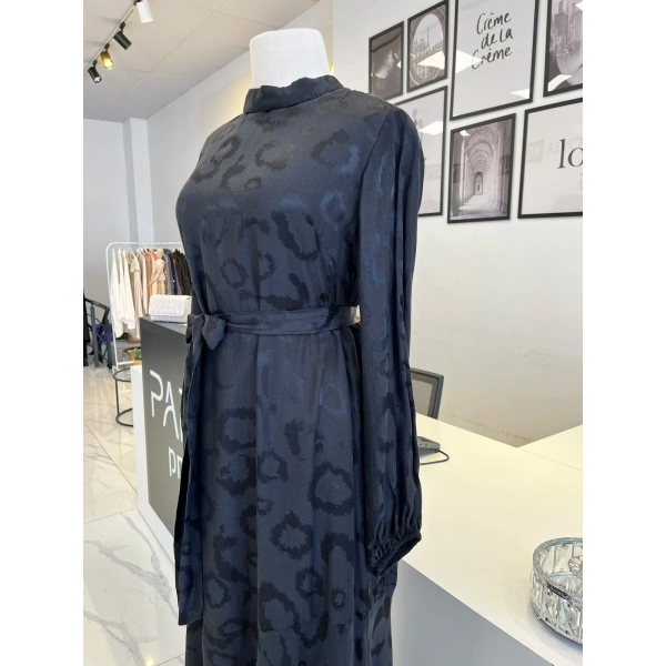 Orhan Store Siyah Leopar Desenli Elbise