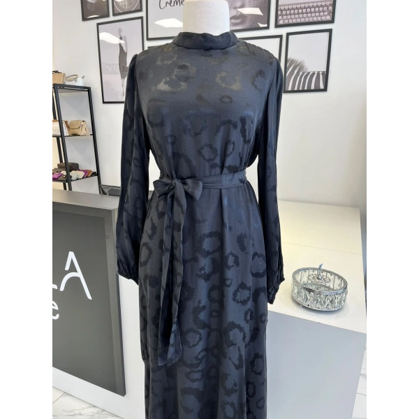 Orhan Store Siyah Leopar Desenli Elbise