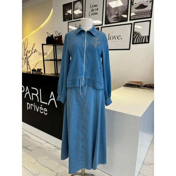 OTTO DESİGEN Denim Taşlı Etekli Takım