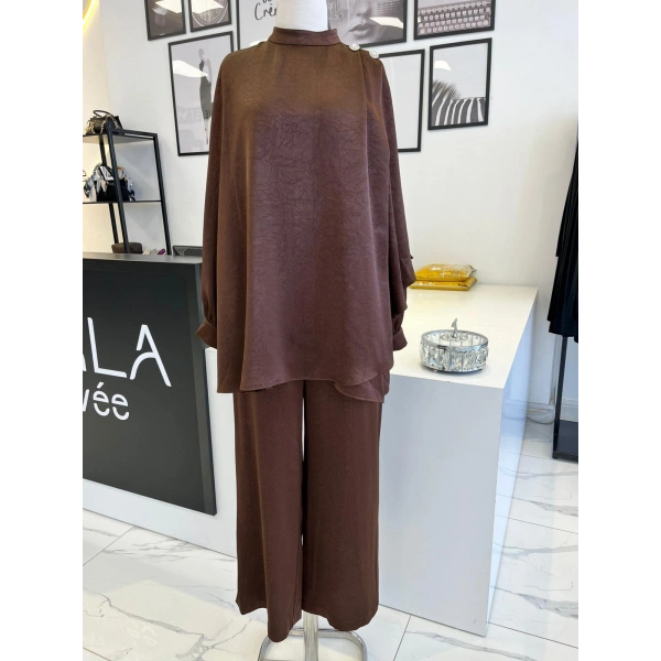 Otto Desigen Omuzdan Düğmeli Pantolonlu Tunik Takım