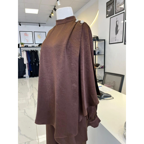 Otto Desigen Omuzdan Düğmeli Pantolonlu Tunik Takım
