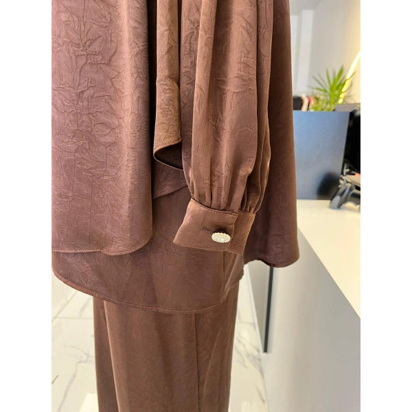 Otto Desigen Omuzdan Düğmeli Pantolonlu Tunik Takım