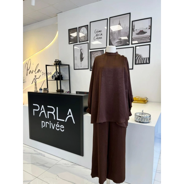 Otto Desigen Omuzdan Düğmeli Pantolonlu Tunik Takım