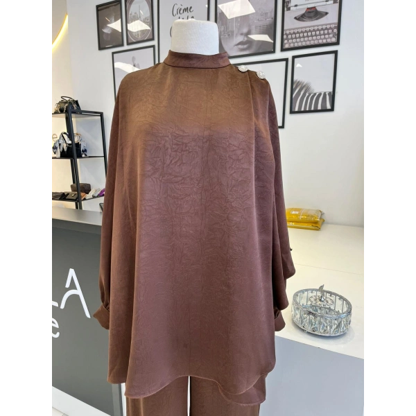 Otto Desigen Omuzdan Düğmeli Pantolonlu Tunik Takım