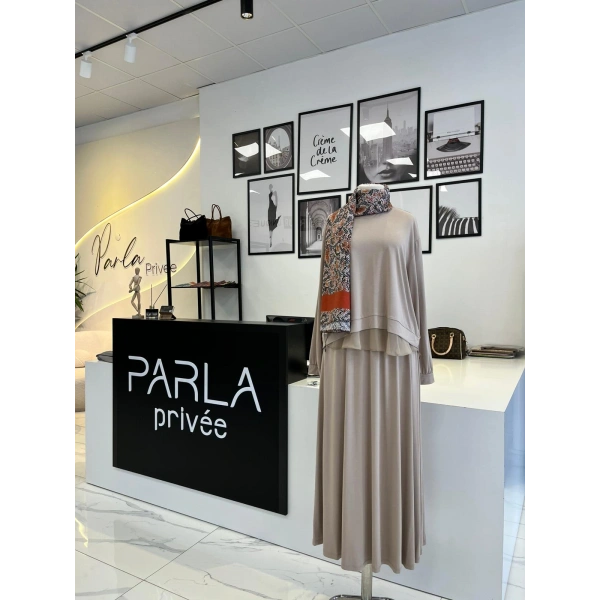 Parla Şifon Detay Etek Takım
