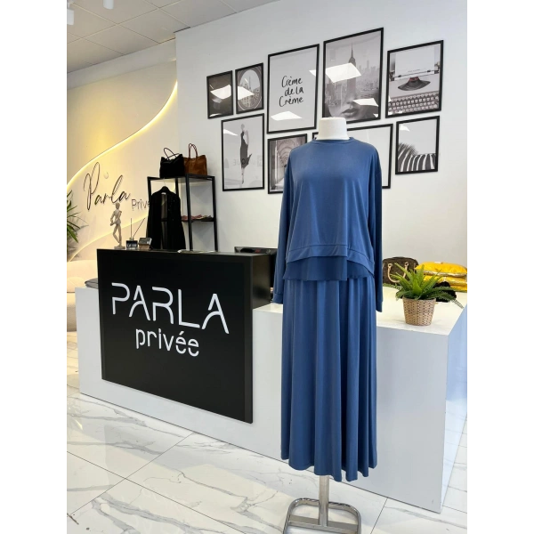 Parla Şifon Detay Etek Takım