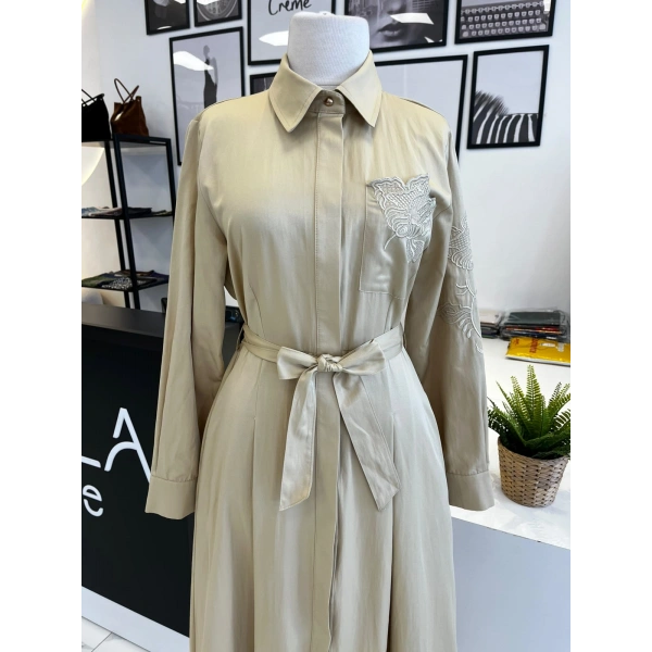 PEARLY Collection Nakışlı Poplin Elbise