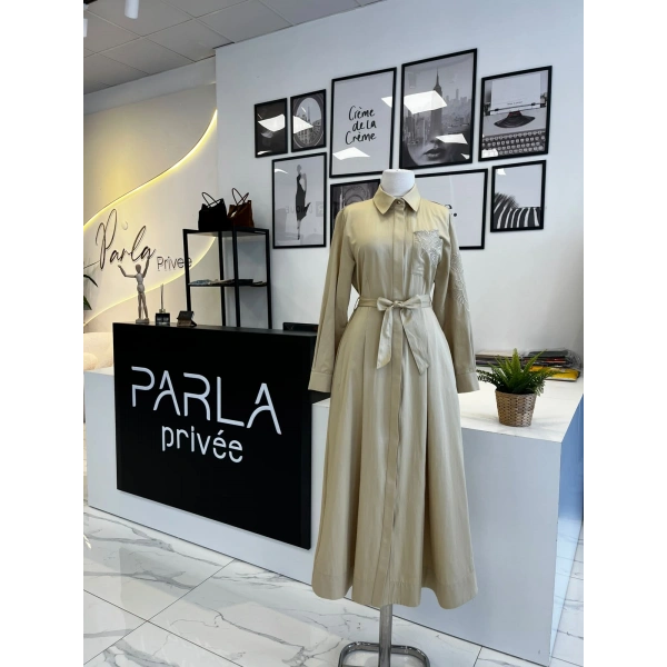 PEARLY Collection Nakışlı Poplin Elbise