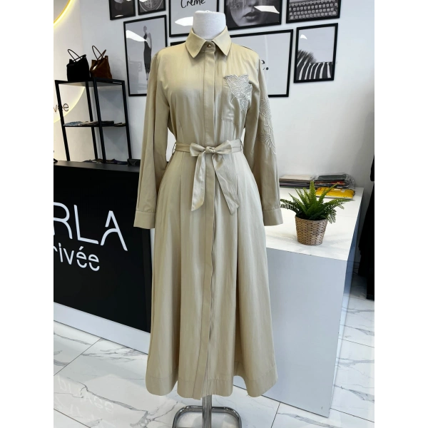 PEARLY Collection Nakışlı Poplin Elbise