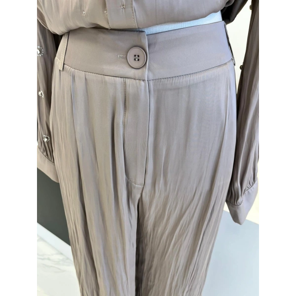 Pearly Collection Taş Detaylı Saten Takım