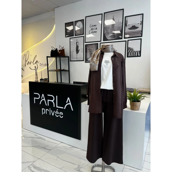 QMASH PRİVE Palmiye Desenli Tişört