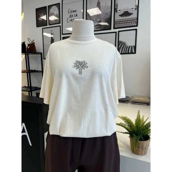 QMASH PRİVE Palmiye Desenli Tişört