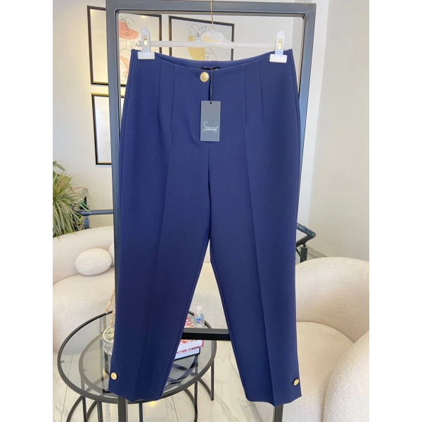 sentez düğmeli pantolon lacivert