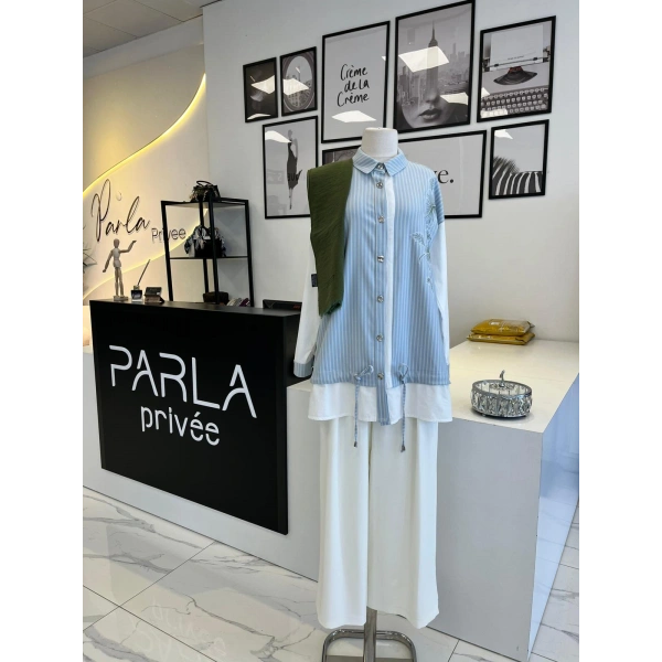 Sentez İçe Pile Geniş Pantolon