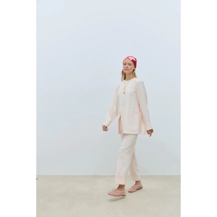 Bood asimetrik  Dökümlü Bluz