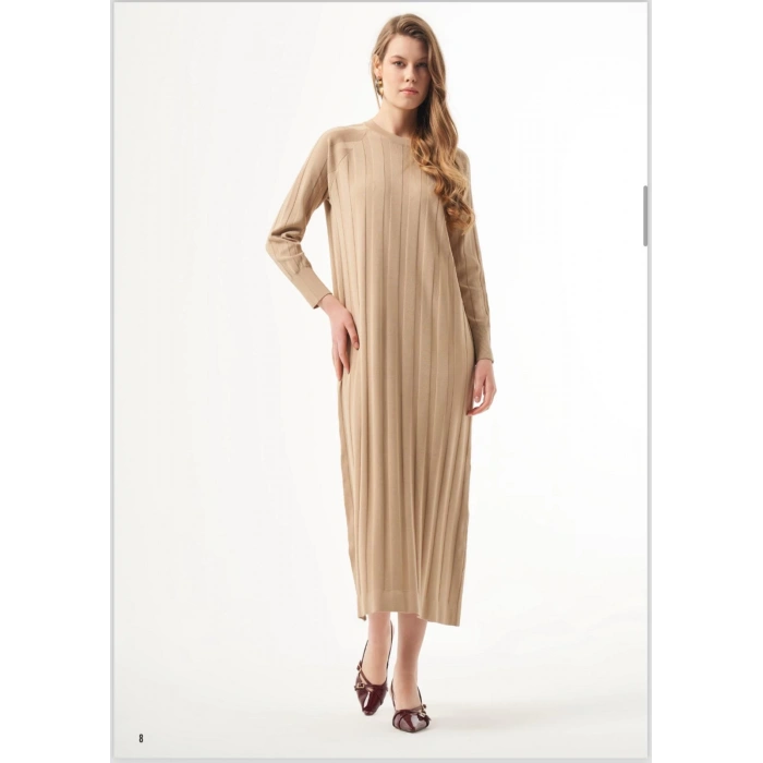 ÇİZGİ DOKULU NUSS ELBİSE