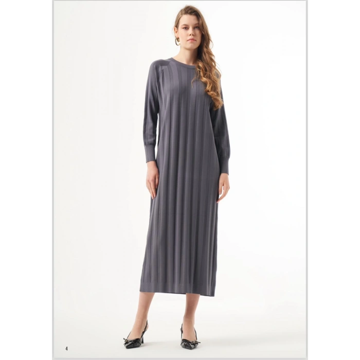 ÇİZGİ DOKULU NUSS ELBİSE