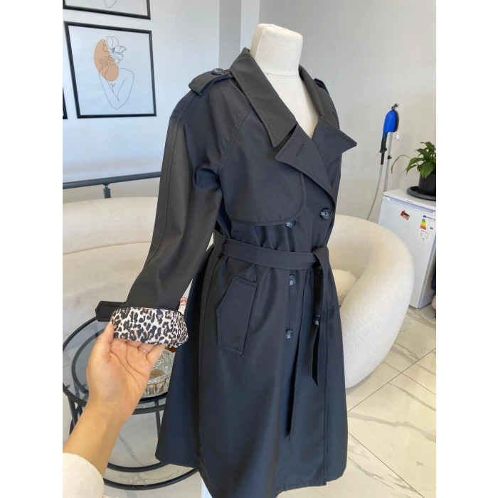 DULE BÜYÜK BEDEN LEOPAR ASTARLI TRENÇ