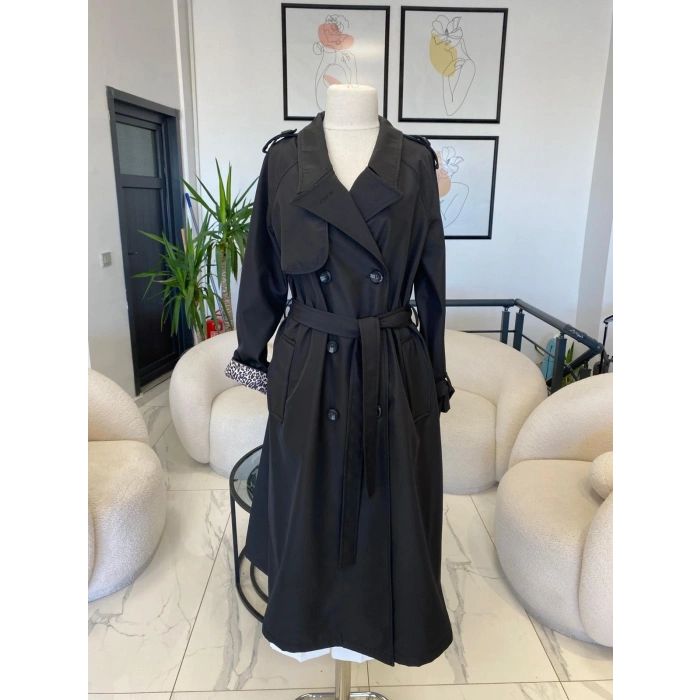 DULE BÜYÜK BEDEN LEOPAR ASTARLI TRENÇ