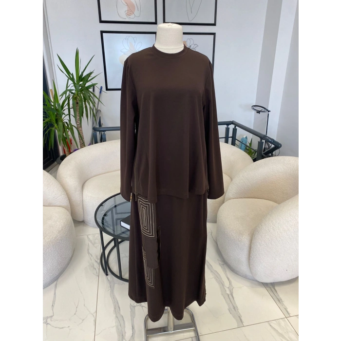 NURCAN ÇETİN FERMUAR DETAYLI ETEKLİ TAKIM