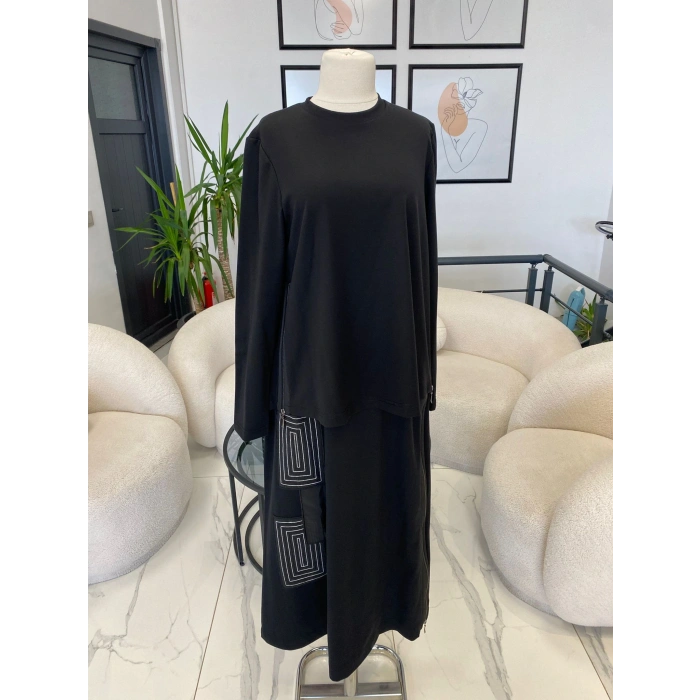 NURCAN ÇETİN FERMUAR DETAYLI ETEKLİ TAKIM