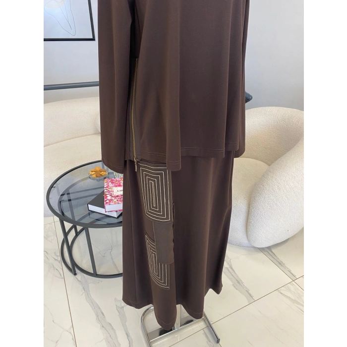 NURCAN ÇETİN FERMUAR DETAYLI ETEKLİ TAKIM