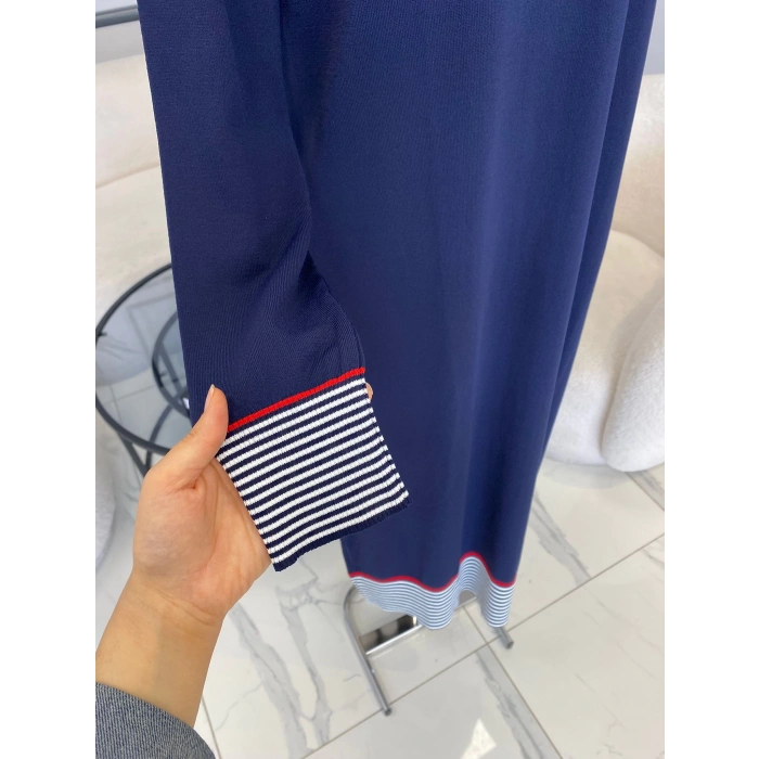 NURCAN ÇETİN KOLLARI ÇİZGİLİ ELBİSE