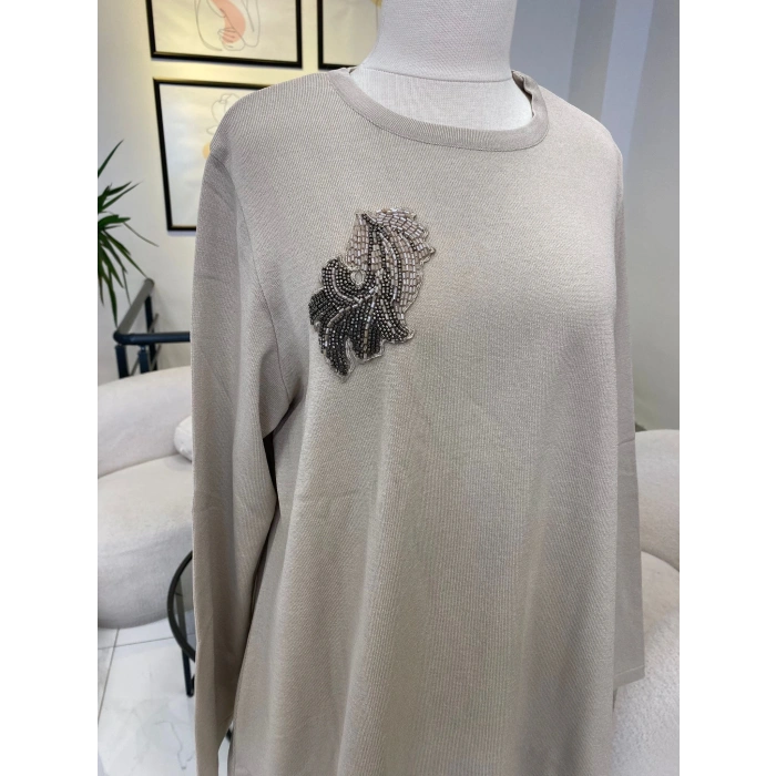 NURCAN ÇETİN TAŞ RENGİ TRİKO TAKIM