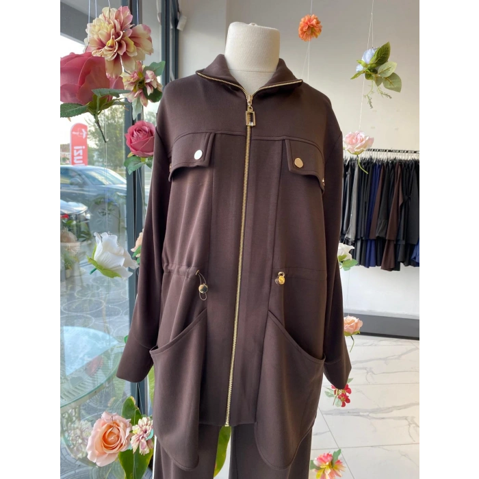 NUSS BELİ BÜZGÜLÜ SPOR TAKIM KAHVERENGİ