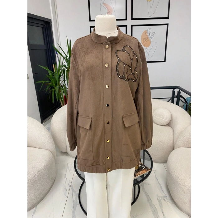 NUSS ÇİÇEK DETAYLI SÜET KAP