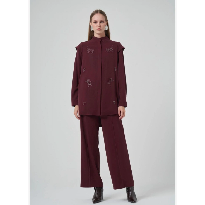 NUSS ÇİÇEK TAŞLI İKİLİ TAKIM