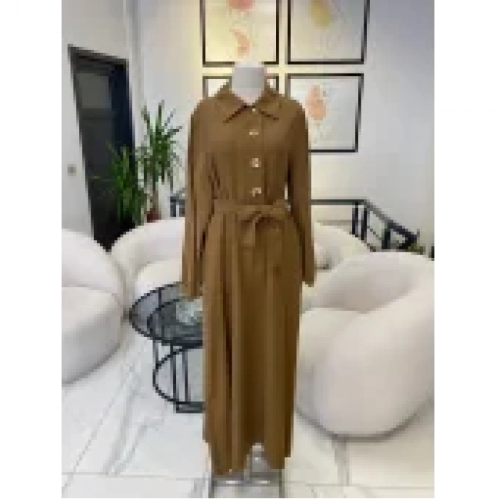 Nuss düğme detaylı elbise