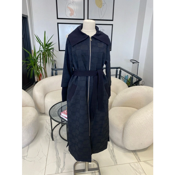 NUSS JAKARLI UZUN PARDESÜ LACİVERT