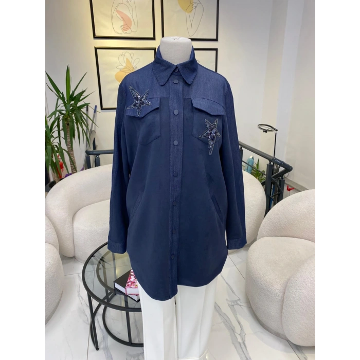 NUSS SÜET DETAYLI GÖMLEK