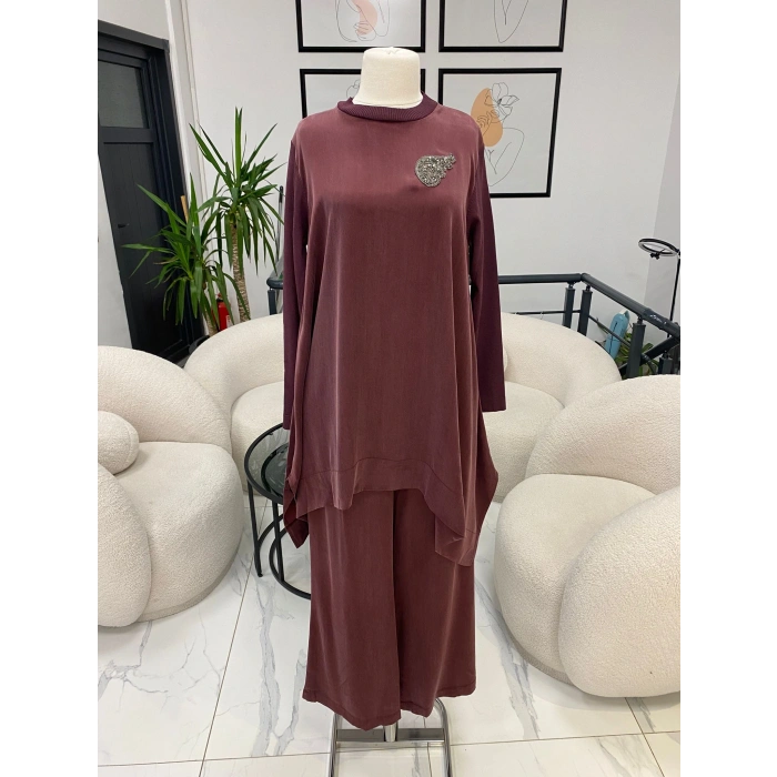 NUSS TRİKO KOL DETAYLI İKİLİ TAKIM