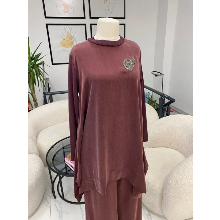 NUSS TRİKO KOL DETAYLI İKİLİ TAKIM