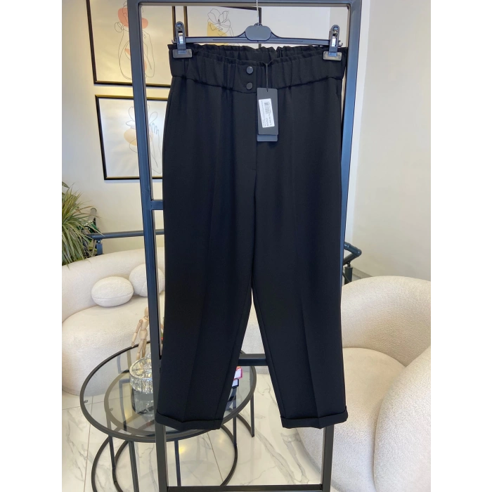 sentez havuç paça bambu pantolon siyah