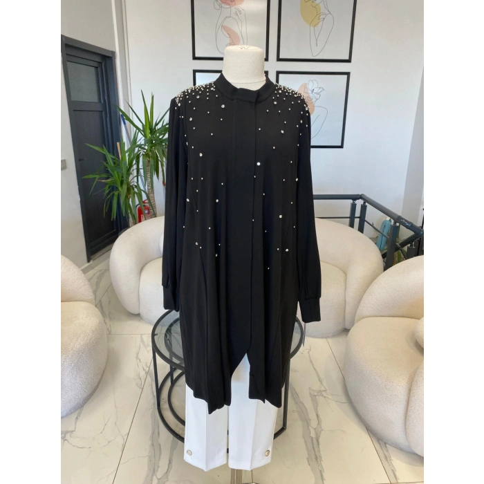 DULE BÜYÜK BEDEN YAKALI TAŞLI KAP