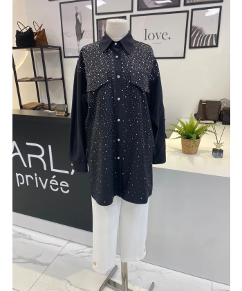 2K SİYAH TAŞLI GÖMLEK