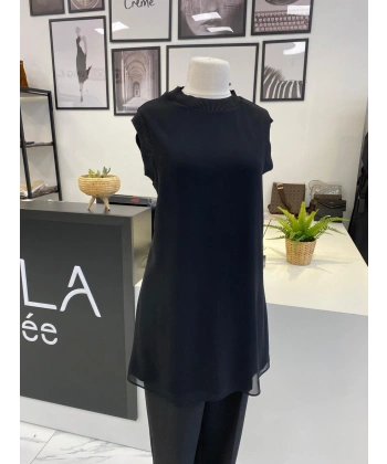 QMASH PRİVE KISA KOL ŞİFON DETAYLI TUNİK