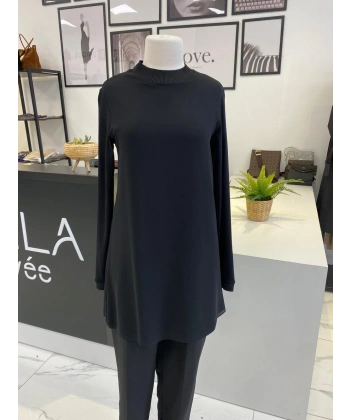 QMASH PRİVE UZUN KOL ŞİFON DETAYLI TUNİK