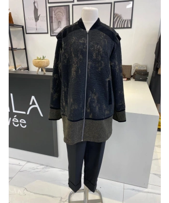 QMASH PRİVE SİYAH SİMLİ BOMBER CEKET